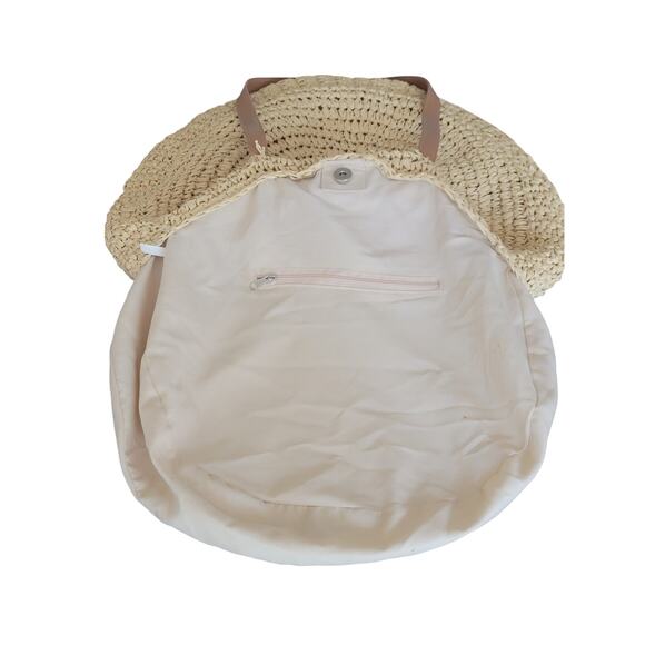 BOHO Woven Straw Large Tote Shoulder Bag Strap Handle Magnetic Snap Clasp - Picture 7 of 15